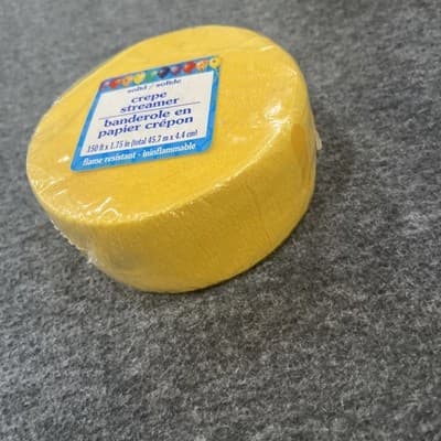 Yellow Crepe Streamer 150 Ft X 1.75 In Flame Resistant NEW in Wrapping - Thumbnail 2