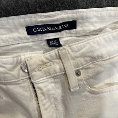 Women’s Calvin Klein White Jeans 30 X32 CKJO11 Skinny Mid Rise With Pockets - Thumbnail 2
