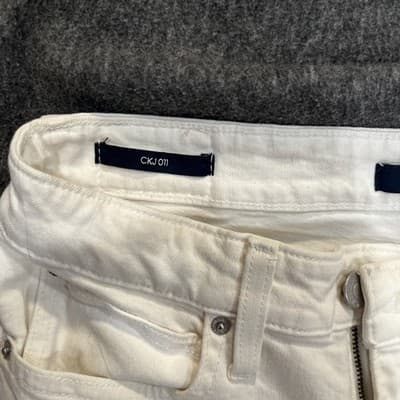 Women’s Calvin Klein White Jeans 30 X32 CKJO11 Skinny Mid Rise With Pockets - Thumbnail 3