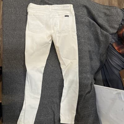 Women’s Calvin Klein White Jeans 30 X32 CKJO11 Skinny Mid Rise With Pockets - Thumbnail 5
