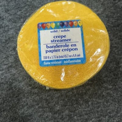 Yellow Crepe Streamer 150 Ft X 1.75 In Flame Resistant NEW in Wrapping - Image 1