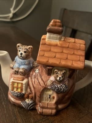 Tea Nee Hand Painted Embossed Mini Teapot Shoe Teddybear Whimsical NWT - Image 1