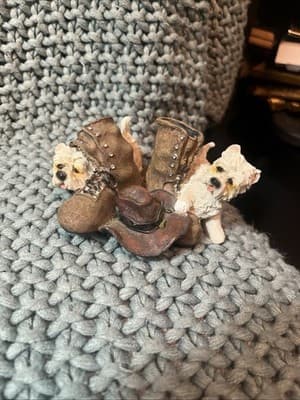 Scottish Terriers With Boots And Cowboy Hat Ceramic - Image 1