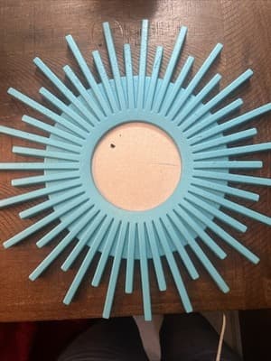 Turquoise Sun Beam Photo Frame For 5”x5” Photo Full Frame 15.5” Diameter - Image 1