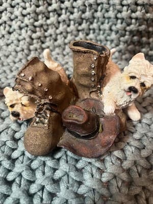 Scottish Terriers With Boots And Cowboy Hat Ceramic - Thumbnail 2