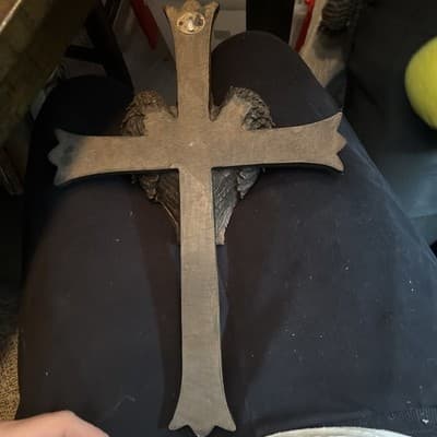 Ornate Cross With Angel Crucifix cross wall hanging hand painted Anita Spero - Thumbnail 2