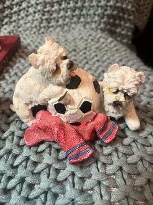 Scottish Terriers Playing With Soccer Ball And Socks Ceramic - Image 1