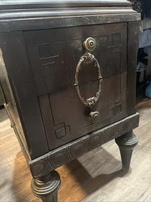 Vintage Antique Copper Lined Smoke Stand Humidor Cigar Cabinet End Table Stand - Image 1