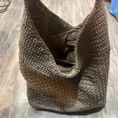 Women’s Beige Knit Jacqueline Ferrar Shoulder Bag Snap Close - Thumbnail 3