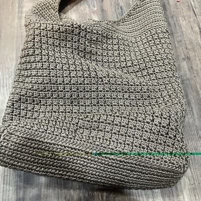 Women’s Beige Knit Jacqueline Ferrar Shoulder Bag Snap Close - Thumbnail 4