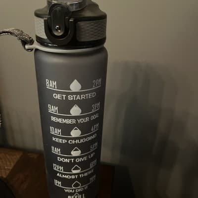 Bottle for Skinny Fit Collagen Water 32ozs BPA FREE Built in Straw, Black - Thumbnail 2