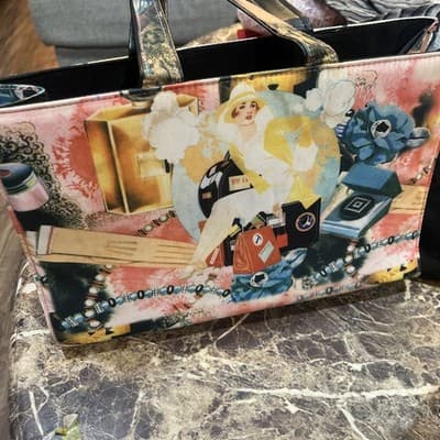 NWT Living Things ‘Celebrity’ Beaded Handbag Purse Graphics On Both Sides - Image 1