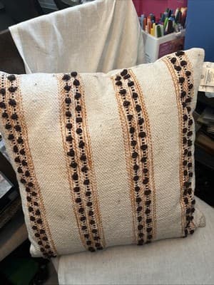 Huntington Homes Decorative Pillow 20”x 20 Inch Cotton And Polyester Beige Boho - Thumbnail 2