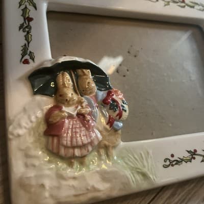 Beatrix Potter Rabbits in The Snow Peter Rabbit Picture Frame 5x7 Hand Painted - Thumbnail 2