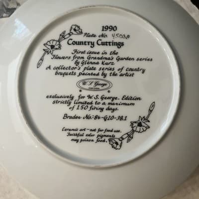 Country Cuttings Decorative Bradley Plate 1990 Glenna Kurz Grandma's Garden - Thumbnail 3
