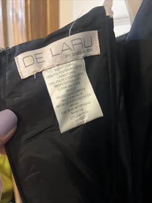 De Laru By Sheila Yen Prom Black white Dress With Sash And Bow Women’s Size 9/10 - Thumbnail 9