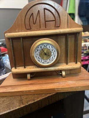 Vintage Wooden mantle From The Mid 20th Century Handceafted For A Desk - Thumbnail 2