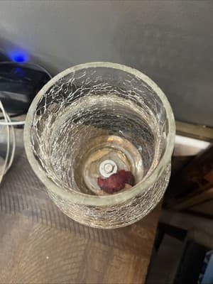 Decorative glass jar 13.5” Tall X 5” Wide Glass Center With Brass Top & Bottom - Thumbnail 4