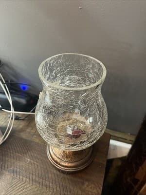 Decorative glass jar 13.5” Tall X 5” Wide Glass Center With Brass Top & Bottom - Thumbnail 3