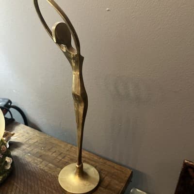Vintage Brass Nude Ballerina Woman Statue Figurine Sculpture Art Decor 11 1/2" - Thumbnail 2