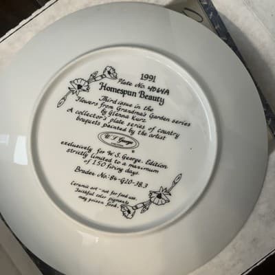 W.S. George Flowers Collector Plate from Grandma's Garden Series by Glenna Kurz - Thumbnail 2