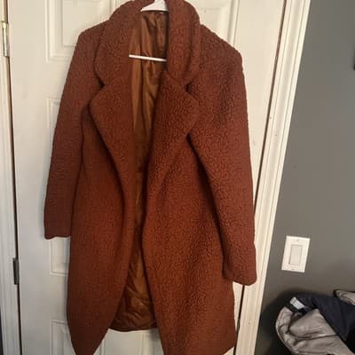 Orange Fur Peacoat Lightweight Size Small Unbranded - Image 1