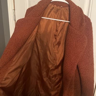 Orange Fur Peacoat Lightweight Size Small Unbranded - Thumbnail 5