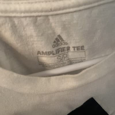 Adidas White Women’s Small Crewneck Activewear Shirt With Black Logo - Thumbnail 3