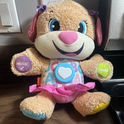 Fisher-Price Laugh&Learn Sis Baby Toddler Interactive Plush Stuffed Toy Dog 6m+ - Image 1