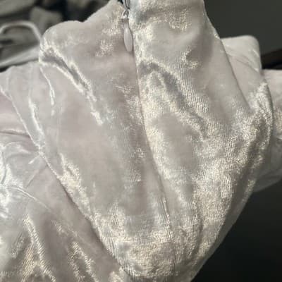 White 4/6 White Velvet Party Dress Knee Length Spaghetti Strap - Thumbnail 3