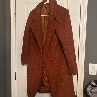 Orange Fur Peacoat Lightweight Size Small Unbranded - Thumbnail 2