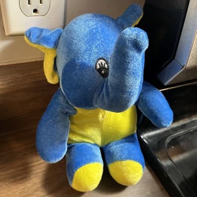 Blue Elephant With Yellow Accents - Plush 10.5” A&A Global Industries, Inc. - Image 1