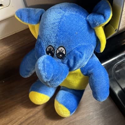 Blue Elephant With Yellow Accents - Plush 10.5” A&A Global Industries, Inc. - Thumbnail 3