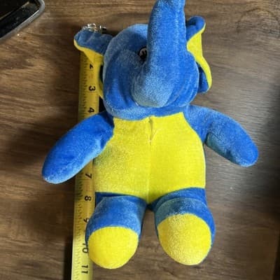 Blue Elephant With Yellow Accents - Plush 10.5” A&A Global Industries, Inc. - Thumbnail 4
