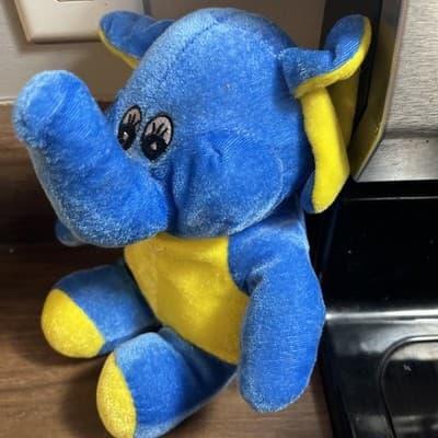 Blue Elephant With Yellow Accents - Plush 10.5” A&A Global Industries, Inc. - Thumbnail 2