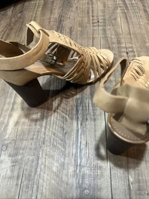 Merona Women’s Size 10 Beige Wedges Open Toe Leather Weaves Ankle Strap - Thumbnail 5