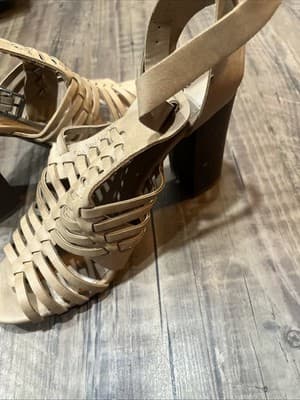 Merona Women’s Size 10 Beige Wedges Open Toe Leather Weaves Ankle Strap - Thumbnail 6