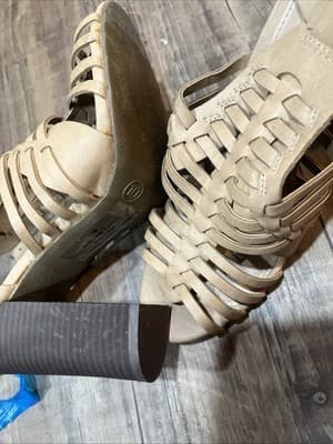 Merona Women’s Size 10 Beige Wedges Open Toe Leather Weaves Ankle Strap - Thumbnail 8