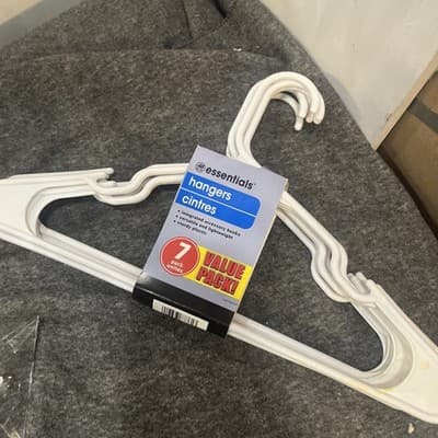 Essentials plastic hangers adult size white made in USA 1 pack of 7 Value Pack - Image 1