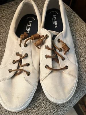 Women’s Size Ten Sperry White Top Sliders Memory foam - Image 1