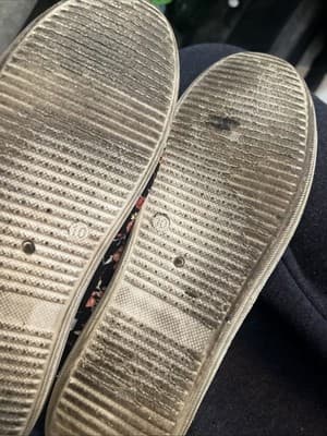 Floral Print Black Women’s Flats With White Laces Size 10 - Thumbnail 4