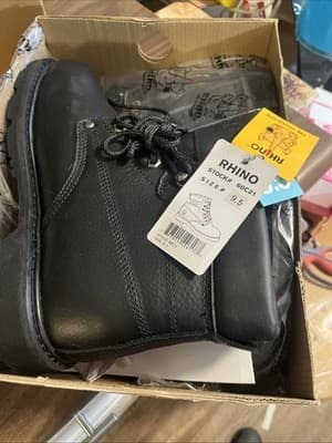 Rhino Mens Steel Toe 9.5 Black Boots Style 60C21 - Image 1