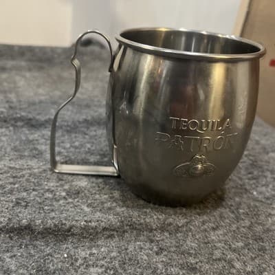 Patron Tequila Moscow Mule Stainless Steel Mug Cup Metal Embossed Bee Logo - Thumbnail 3