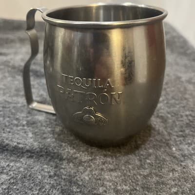 Patron Tequila Moscow Mule Stainless Steel Mug Cup Metal Embossed Bee Logo - Image 1