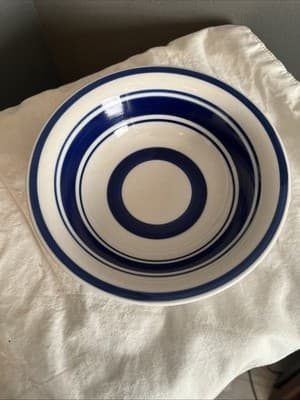 Royal Norfolk Stoneware Soup Cereal Salad Bowls 7" Blue Striped - Image 1