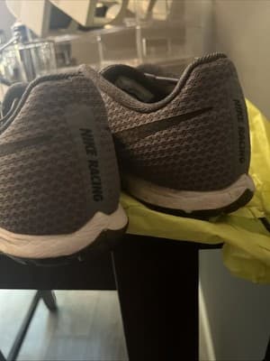 Nike Womens Racing Shoes Racing Style Size 10 Spikes Grey And White With Bag - Thumbnail 3