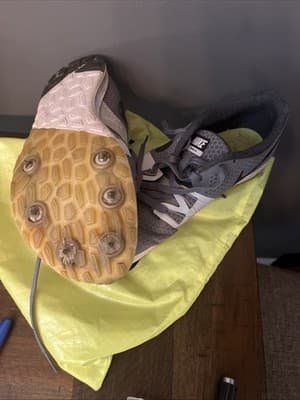 Nike Womens Racing Shoes Racing Style Size 10 Spikes Grey And White With Bag - Thumbnail 5