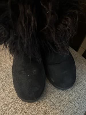 Black Boots Wit Fur At The Ankle To The Calls Size 10 - Thumbnail 6