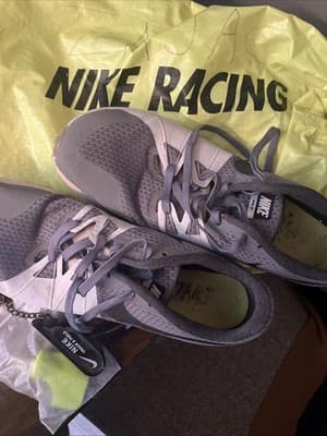 Nike Womens Racing Shoes Racing Style Size 10 Spikes Grey And White With Bag - Thumbnail 7