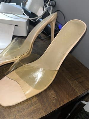 Ego Size 8 Women’s Beige Heels With Clear Open Toe Strap - Thumbnail 2